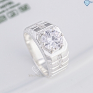 Nhẫn nam bạc 925 đơn giản đính đá NNA0858