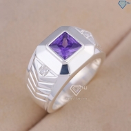 Nhẫn nam bạc 925 đính đá chìm màu tím NNA0859