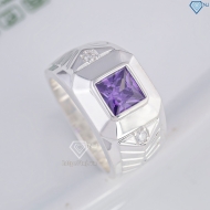 Nhẫn nam bạc 925 đính đá chìm màu tím NNA0859