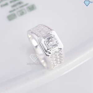 Nhẫn nam bạc 925 bản nhỏ đính đá NNA0861