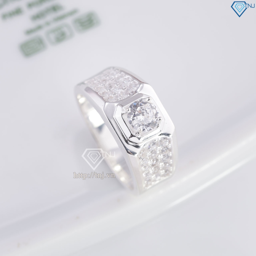 Nhẫn nam bạc 925 bản nhỏ đính đá NNA0861