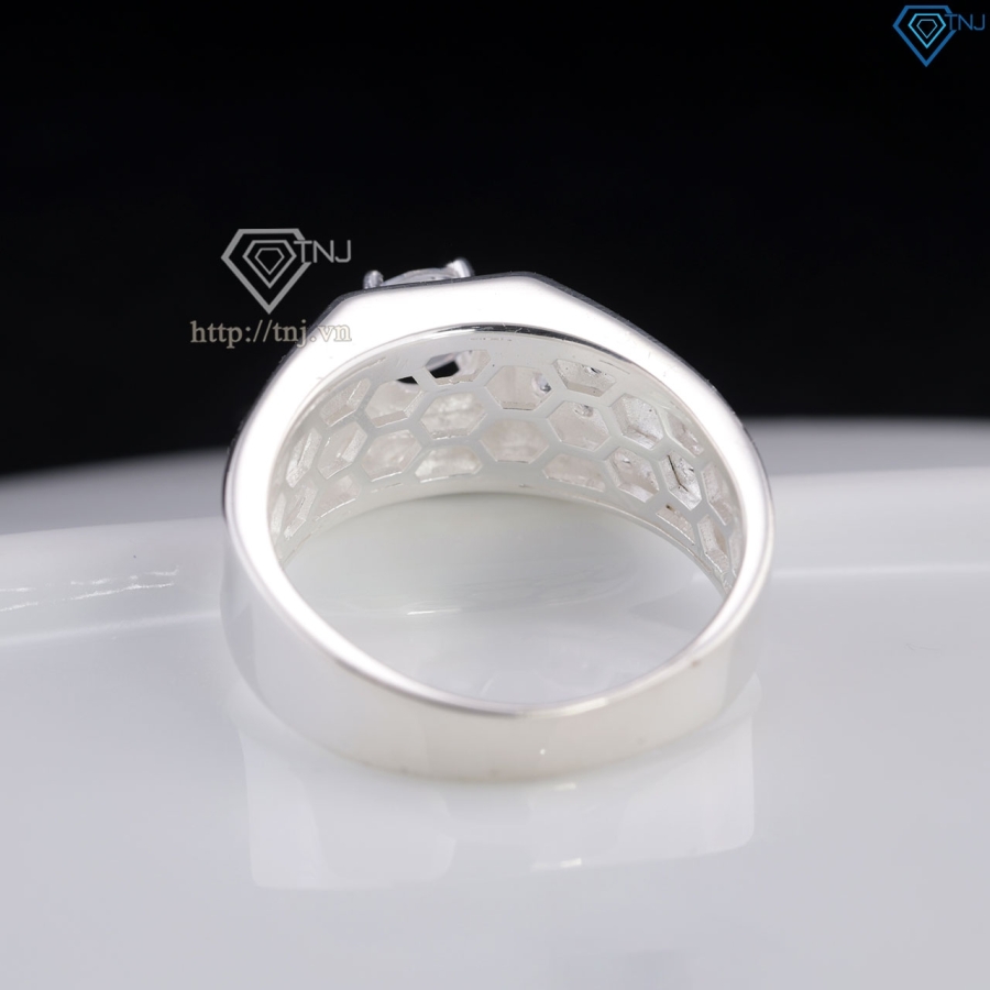 Nhẫn nam bạc 925 bản nhỏ đính đá NNA0861