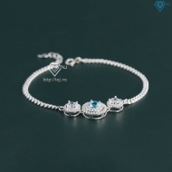 Lắc tay nữ mặt tròn đính đá xanh dương đẹp LTN0436