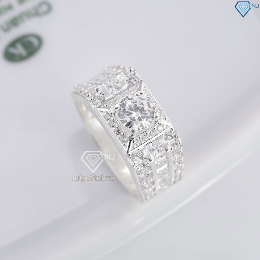 Nhẫn nam bạc 925 cao cấp đính đá đẹp NNA0862