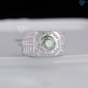 Nhẫn nam Moissanite đơn giản đính đá xanh 6.0mm NNAM0229