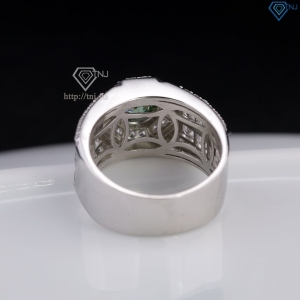 Nhẫn nam Moissanite đơn giản đính đá xanh 6.0mm NNAM0229