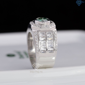 Nhẫn nam Moissanite đơn giản đính đá xanh 6.0mm NNAM0229