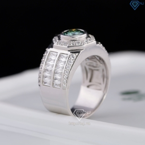 Nhẫn nam Moissanite đơn giản đính đá xanh 6.0mm NNAM0229