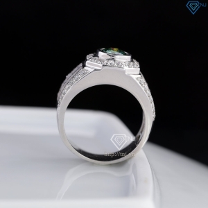 Nhẫn nam Moissanite đơn giản đính đá xanh 6.0mm NNAM0229