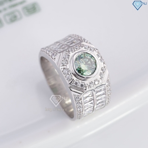 Nhẫn nam Moissanite đơn giản đính đá xanh 6.0mm NNAM0229