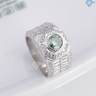 Nhẫn nam Moissanite đơn giản đính đá xanh 6.0mm NNAM0229