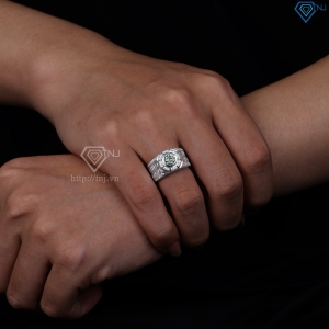 Nhẫn nam Moissanite đơn giản đính đá xanh 6.0mm NNAM0229