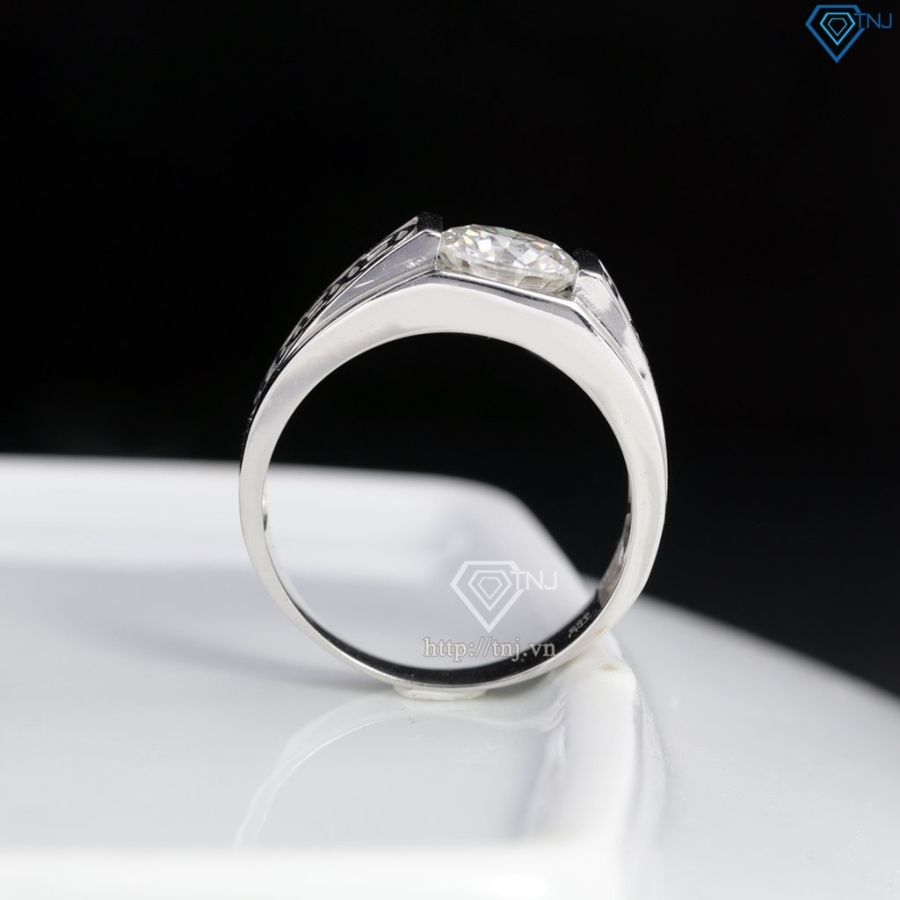 Nhẫn bạc nam kim tiền đính kim cương Moissanite 8.0mm NNAM0240