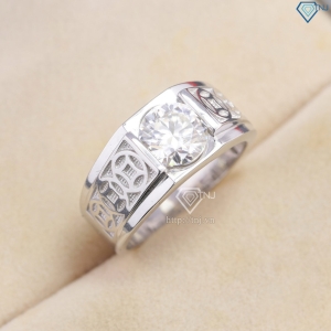 Nhẫn bạc nam kim tiền đính kim cương Moissanite 8.0mm NNAM0240