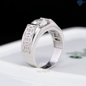 Nhẫn bạc nam kim tiền đính kim cương Moissanite 8.0mm NNAM0240