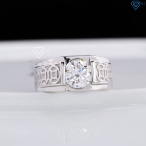 Nhẫn bạc nam kim tiền đính kim cương Moissanite 8.0mm NNAM0240