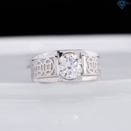 Nhẫn bạc nam kim tiền đính kim cương Moissanite 8.0mm NNAM0240