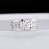 Nhẫn bạc nam kim tiền đính kim cương Moissanite 8.0mm - Kiểm định GRA NNAM0240