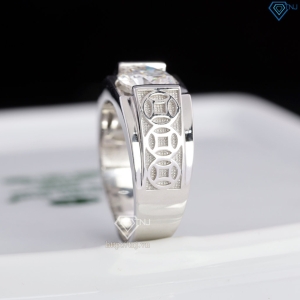 Nhẫn bạc nam kim tiền đính kim cương Moissanite 8.0mm NNAM0240