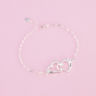 Lắc tay bạc nữ hình trái tim khắc tên LTN0236