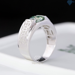 Nhẫn nam kim tiền đính kim cương Moissanite xanh 8.0mm NNAM0240