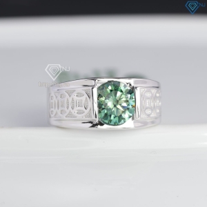 Nhẫn nam kim tiền đính kim cương Moissanite xanh 8.0mm NNAM0240