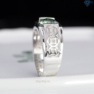 Nhẫn nam kim tiền đính kim cương Moissanite xanh 8.0mm NNAM0240