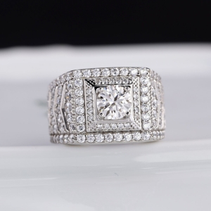 Nhẫn nam đẹp đính kim cương nhân tạo Moissanite 6.0mm - Kiểm định GRA NNAM0239