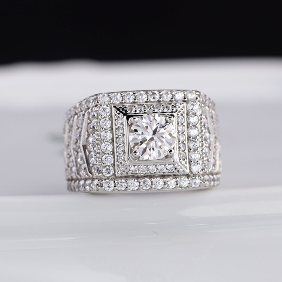 Nhẫn nam đẹp đính kim cương nhân tạo Moissanite 6.0mm - Kiểm định GRA NNAM0239