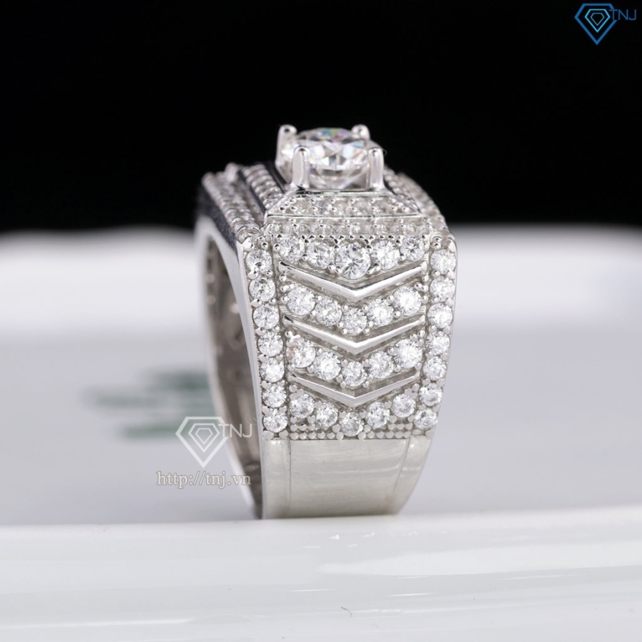 Nhẫn nam đẹp đính kim cương nhân tạo Moissanite 6.0mm - Kiểm định GRA