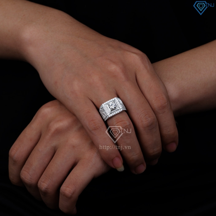 Nhẫn nam đẹp đính kim cương nhân tạo Moissanite 6.0mm - Kiểm định GRA