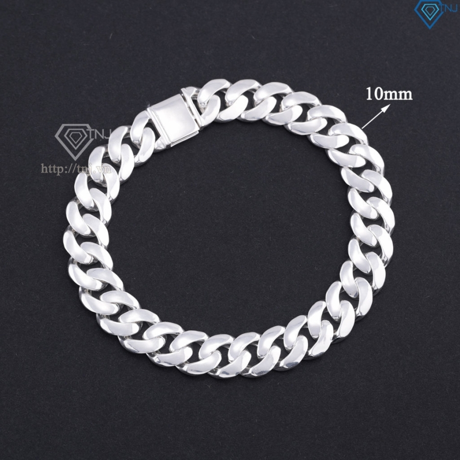 Lắc tay bạc nam mắt xích Cuban không đính đá 10mm LTA0224 Lắc tay bạc nam mắt xích Cuban không đính đá 10mm LTA0224