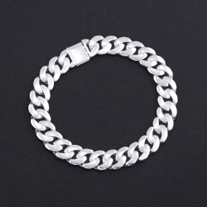 Lắc tay bạc nam mắt xích Cuban không đính đá 10mm LTA0224