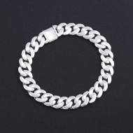 Lắc tay bạc nam mắt xích Cuban không đính đá 10mm LTA0224