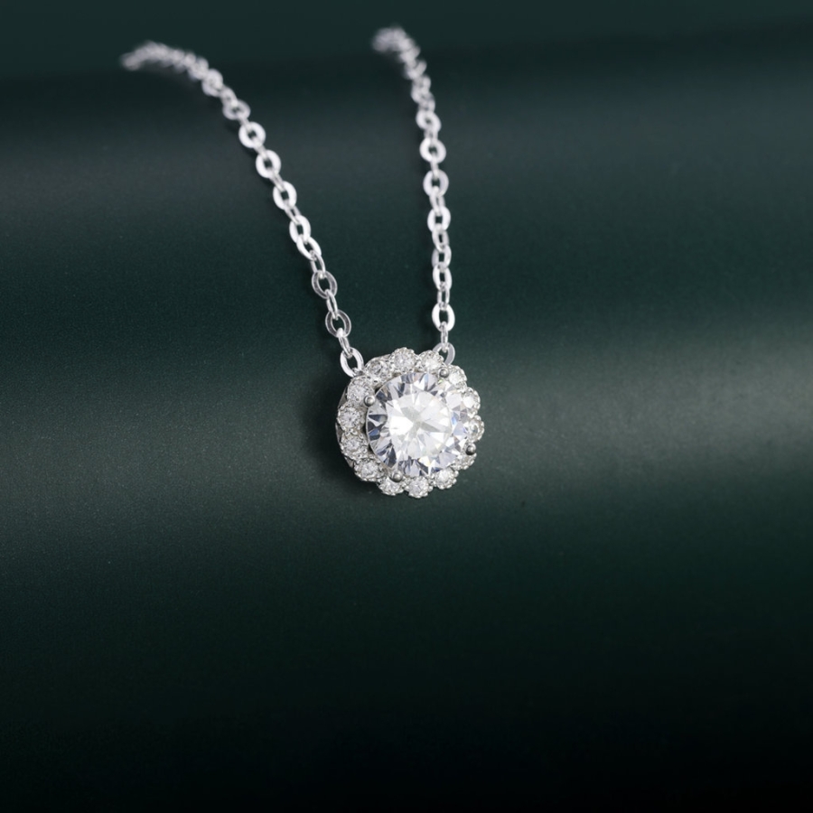 Dây chuyền bạc nữ mặt bông hoa đính đá DCN0797 Dây chuyền bạc nữ mặt bông hoa đính đá DCN0797