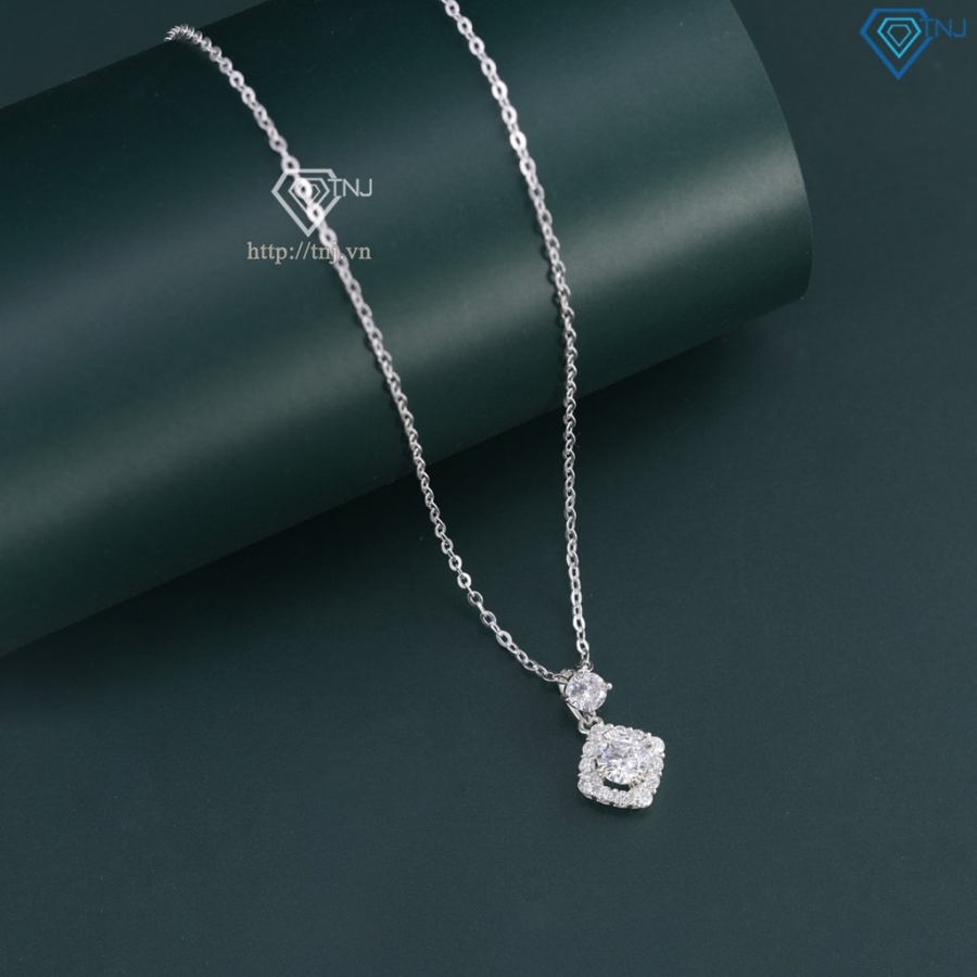 Dây chuyền bạc nữ mặt vuông đính đá DCN0799 - Trang sức TNJ Dây chuyền bạc nữ mặt vuông đính đá DCN0799 - Trang sức TNJ