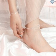 Lắc chân bạc nữ thiết kế với các họa tiết trái tim nhỏ tinh tế LCN0030