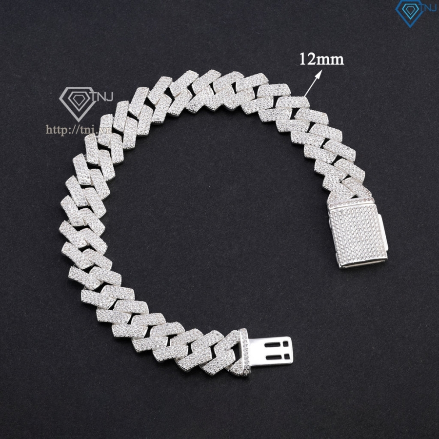 Lắc tay nam Cuban mắt xích đính đá bản 12mm LTA0226 - Trang Sức TNJ Lắc tay nam Cuban mắt xích đính đá bản 12mm LTA0226 - Trang Sức TNJ