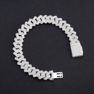 Lắc tay nam Cuban mắt xích đính đá bản 12mm LTA0226 Lắc tay nam Cuban mắt xích đính đá bản 12mm LTA0226