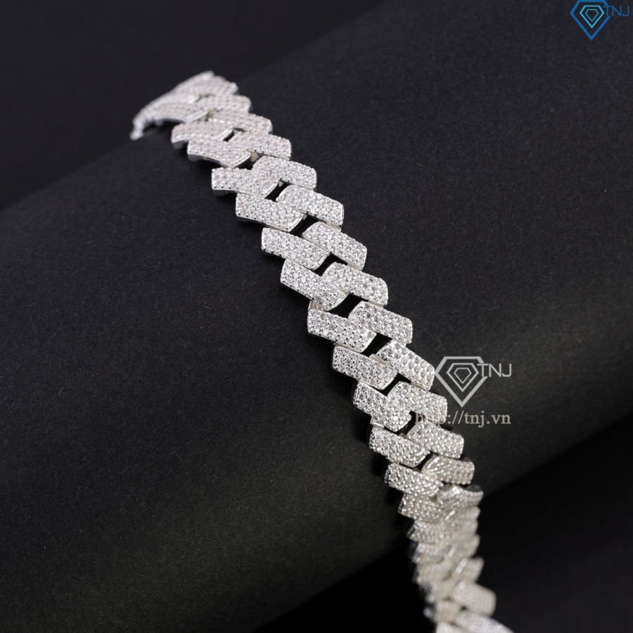 Lắc tay nam Cuban mắt xích đính đá bản 12mm LTA0226 - Trang Sức TNJ Lắc tay nam Cuban mắt xích đính đá bản 12mm LTA0226 - Trang Sức TNJ