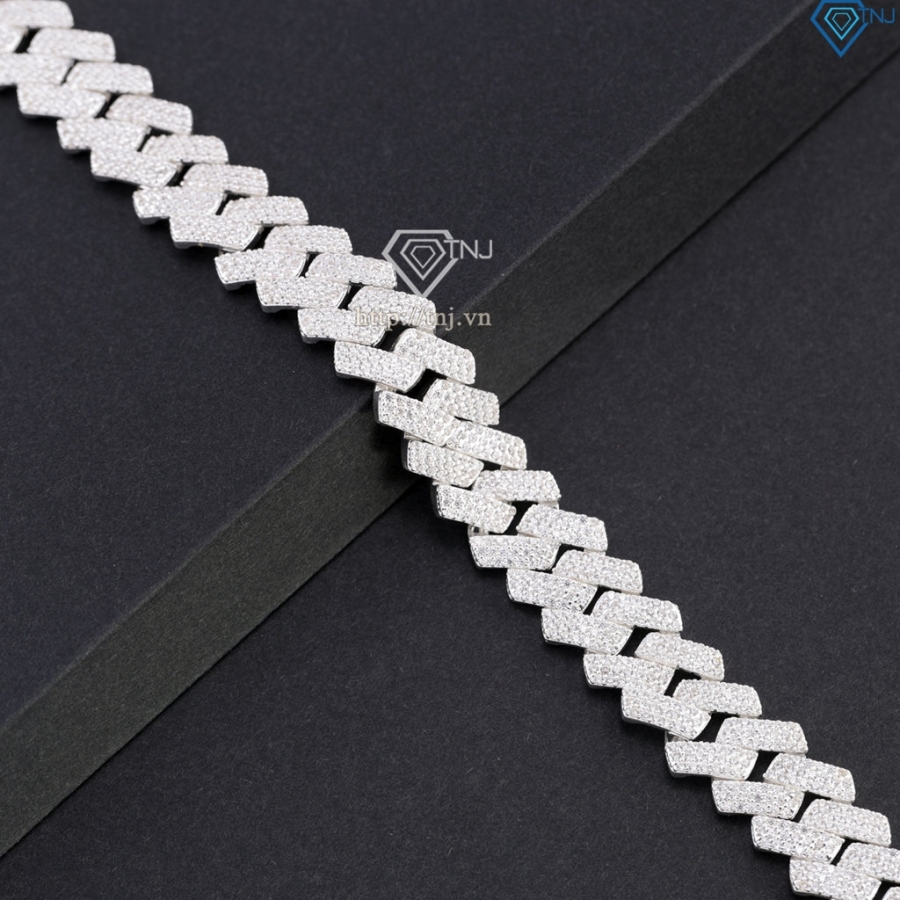 Lắc tay nam Cuban mắt xích đính đá bản 12mm LTA0226 - Trang Sức TNJ Lắc tay nam Cuban mắt xích đính đá bản 12mm LTA0226 - Trang Sức TNJ