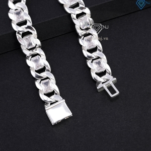 Lắc tay bạc nam mắt xích đính đá bản 12mm LTA0227 - Trang Sức TNJ