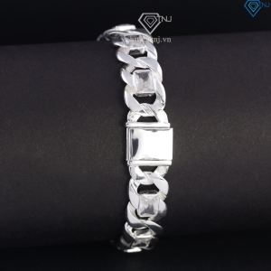 Lắc tay bạc nam mắt xích đính đá bản 12mm LTA0227 - Trang Sức TNJ