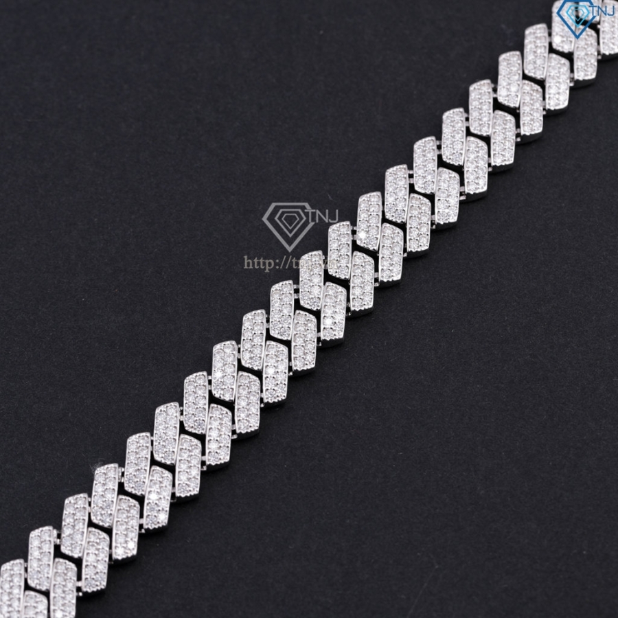 Lắc tay nam Cuban đính full kim cương Moissanite 14mm LTAM0013 Lắc tay nam Cuban đính full kim cương Moissanite 14mm LTAM0013