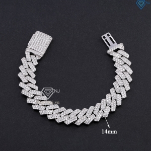 Lắc tay nam Cuban đính full kim cương Moissanite 14mm LTAM0013