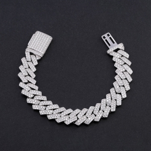 Lắc tay nam Cuban đính full kim cương Moissanite 14mm LTAM0013 Lắc tay nam Cuban đính full kim cương Moissanite 14mm LTAM0013