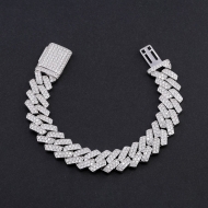 Lắc tay nam Cuban đính full kim cương Moissanite 14mm LTAM0013 Lắc tay nam Cuban đính full kim cương Moissanite 14mm LTAM0013