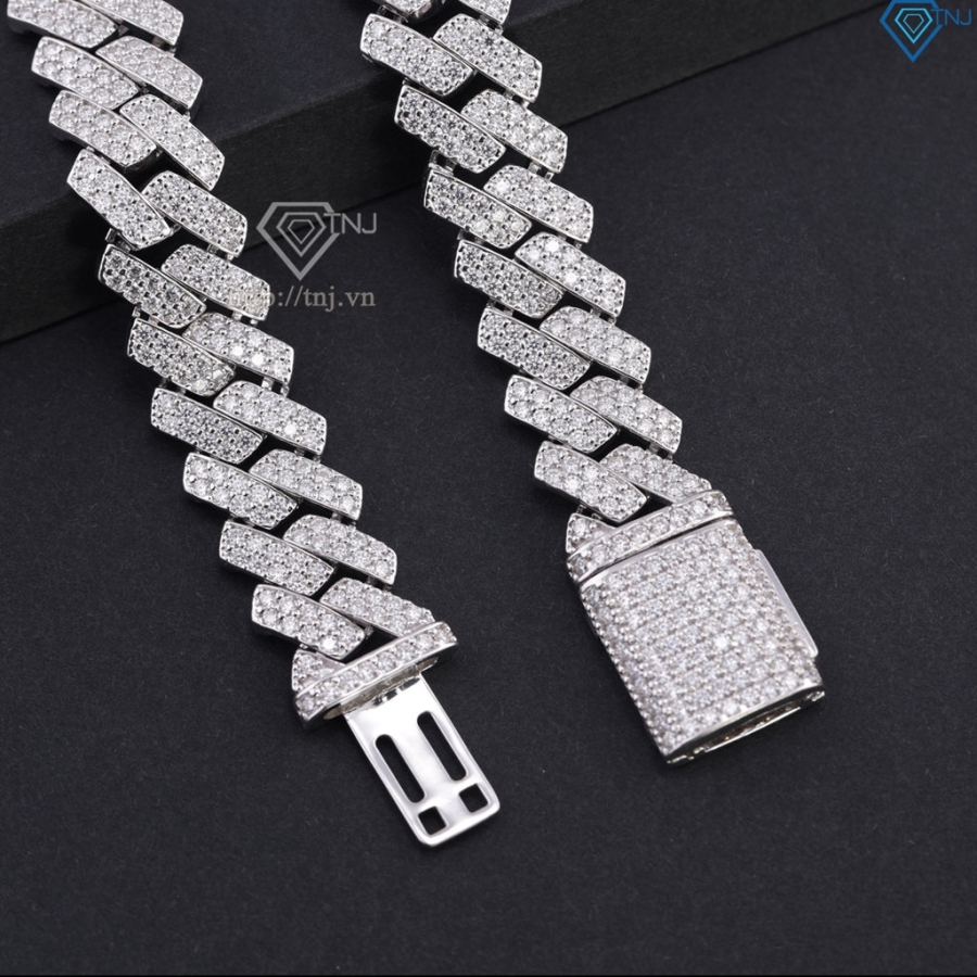 Lắc tay nam Cuban đính full kim cương Moissanite 14mm LTAM0013 Lắc tay nam Cuban đính full kim cương Moissanite 14mm LTAM0013