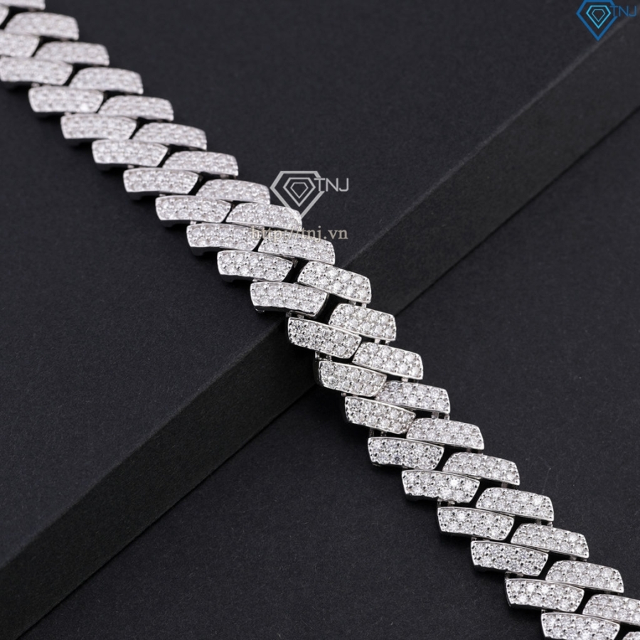 Lắc tay nam Cuban đính full kim cương Moissanite 14mm LTAM0013 Lắc tay nam Cuban đính full kim cương Moissanite 14mm LTAM0013