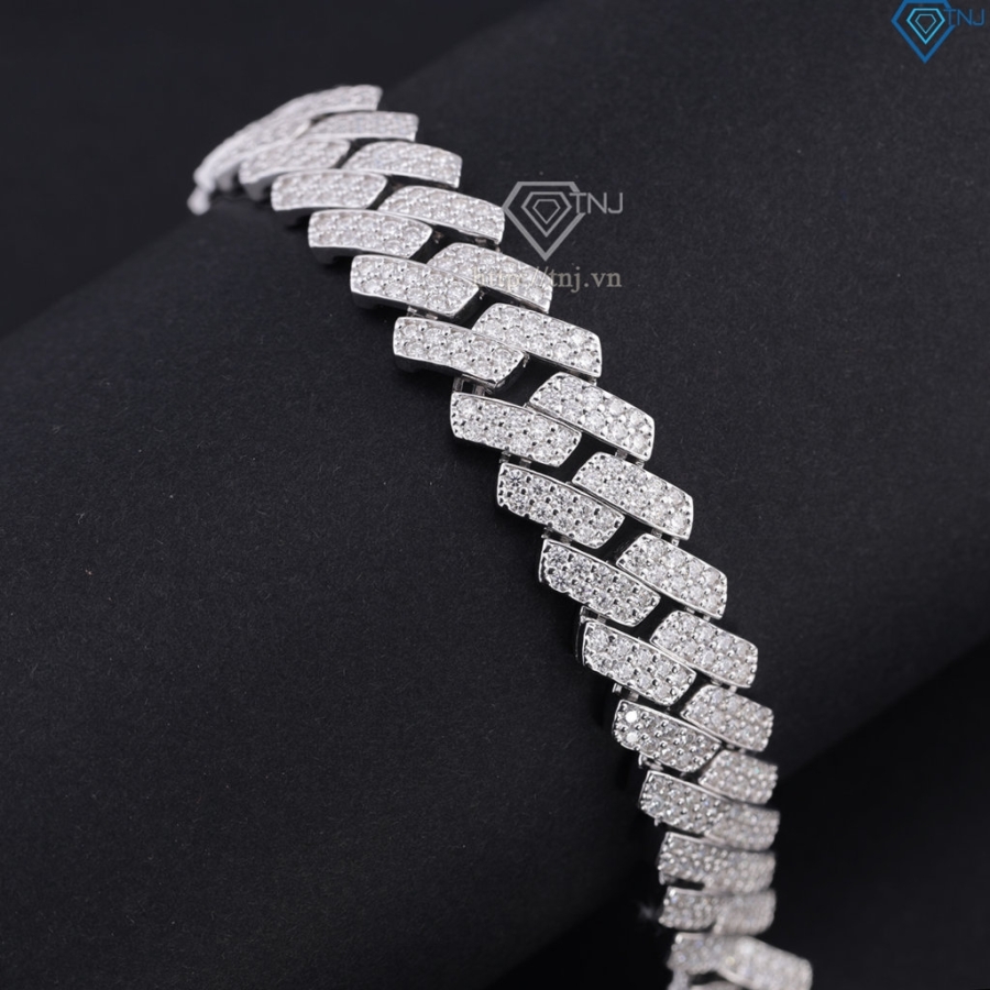 Lắc tay nam Cuban đính full kim cương Moissanite 14mm LTAM0013 Lắc tay nam Cuban đính full kim cương Moissanite 14mm LTAM0013